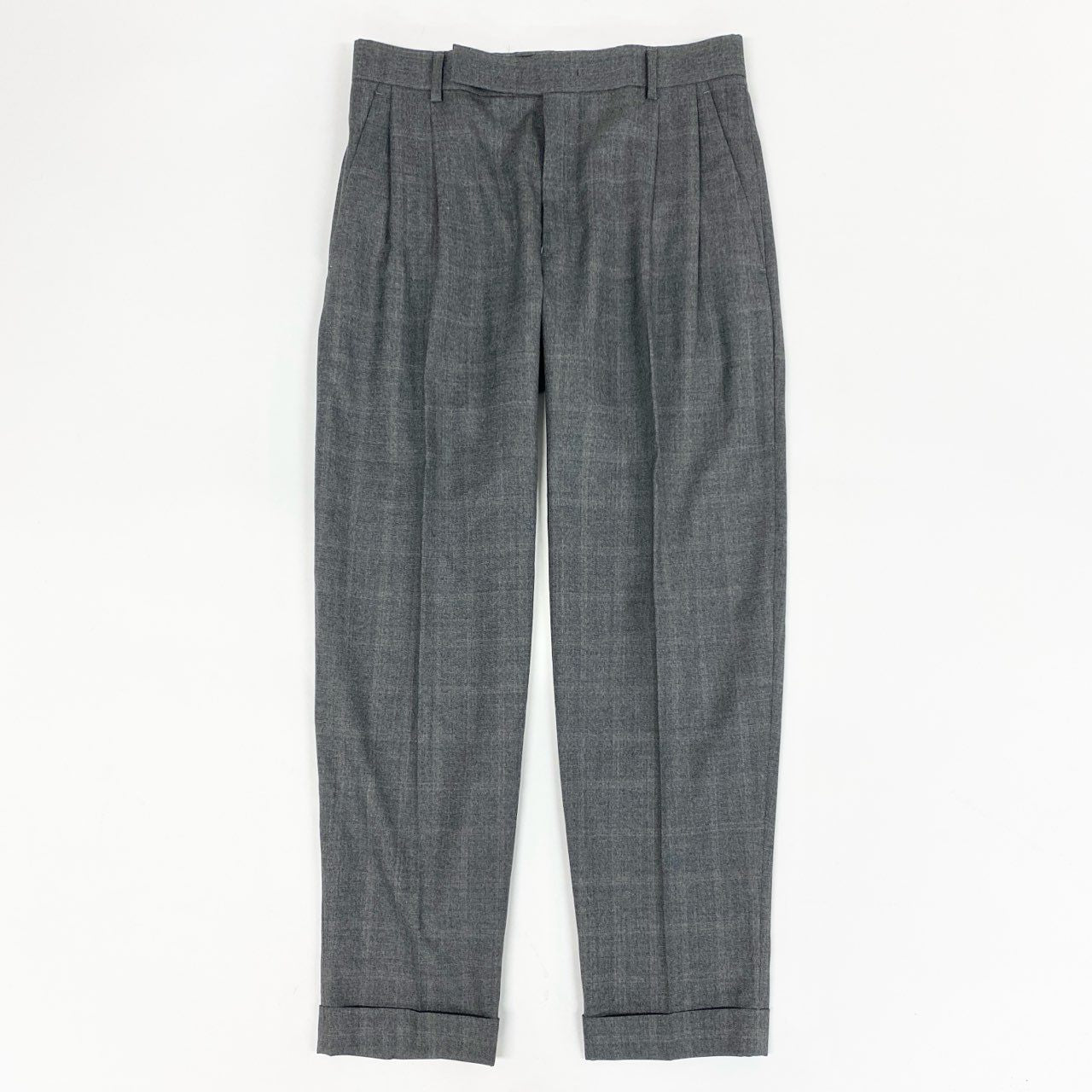 3a28 《美品》 Paul Smith ポールスミス ツータックスラックスパンツ ボトムス フォーマル◎ ビジネス◎ ダブル チェック柄 日本製 M グレー ウール