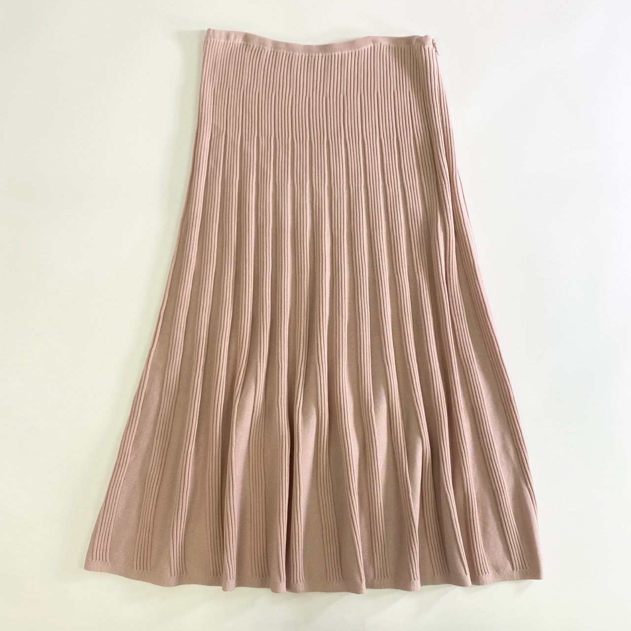 43j31 Drawer ドゥロワー ミラノプリーツスカート ニットスカート 膝下 サイズ1 ピンク系 レディース 女性用 skirt