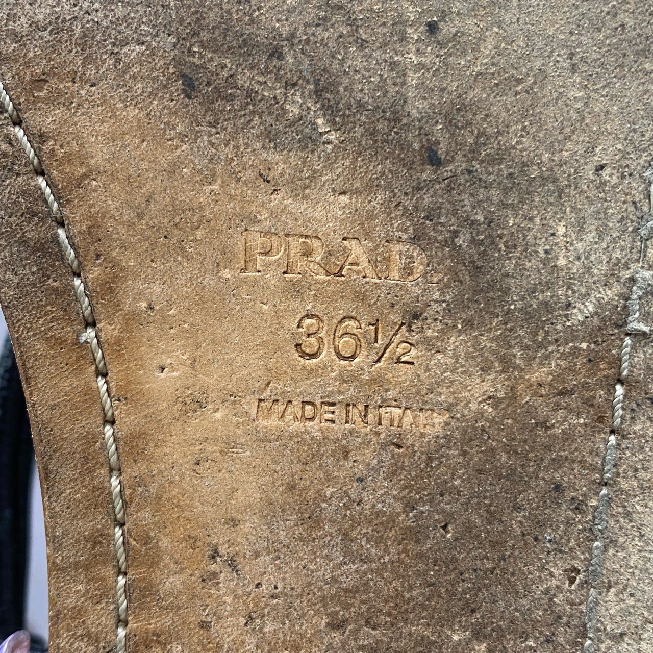 1c18 PRADA SPORT プラダスポーツ レザー スリングバック サンダル シューズ イタリア製 36 1/2 ブラック