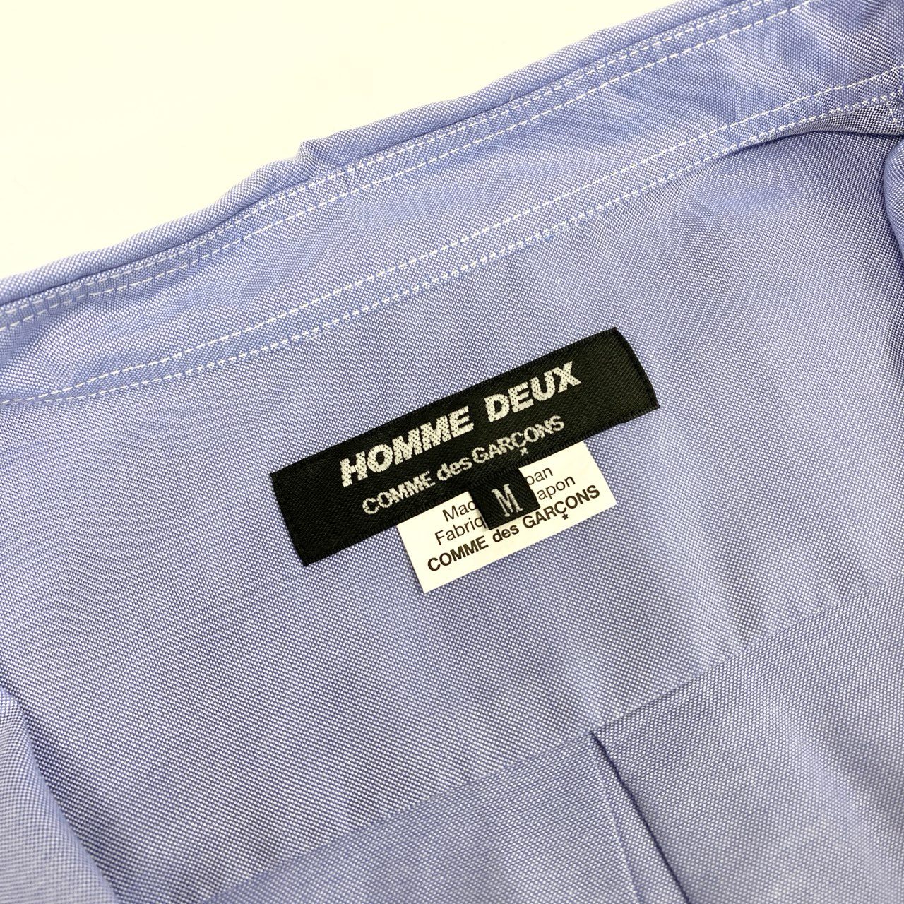 68g21 COMME des GARCONS HOMME DEUX コムデギャルソン オムドゥ AD2019 ジップアップ 長袖シャツ ロングスリーブ 日本製 Mサイズ ブルー コットン メンズ