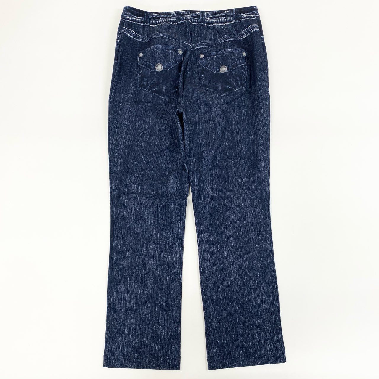 30g23 【美品】 LEONARD レオナール デニム柄 花柄プリント オールストレッチ イージーパンツ レディース 女性用 0563801 40 ネイビー