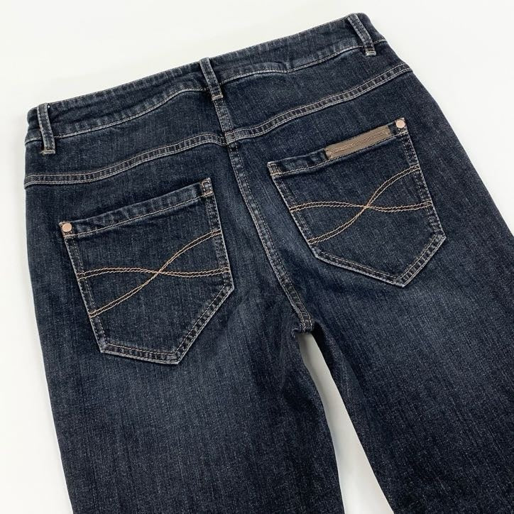 79g24 BRUNELLO CUCINELLI ブルネロクチネリ ビーズデザイン デニムパンツ ボトムス ジーンズ イタリア製 42 インディゴブルー コットン レディース_