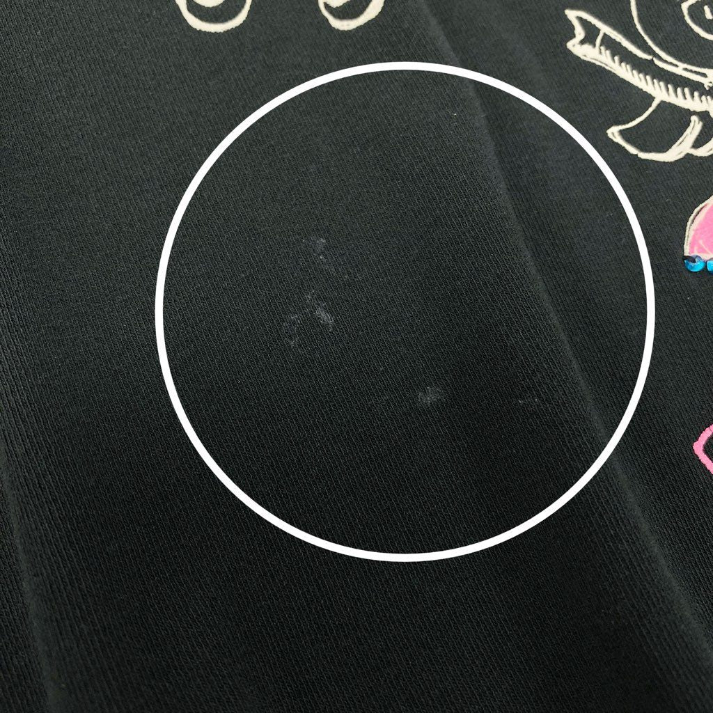 6a9 OLLEBOREBLA オレボレブラ チュニックカットソー ロングスリーブ モックネック ブタさん ビーズ装飾 レディース ブラックo07t