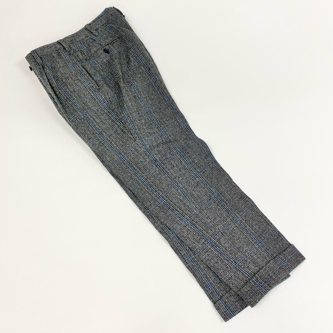 12i26 《美品》 DAL CUORE ダルクオーレ ツイード生地 シングルスーツ セットアップ グレー ブルー チェック ウール メンズu02t