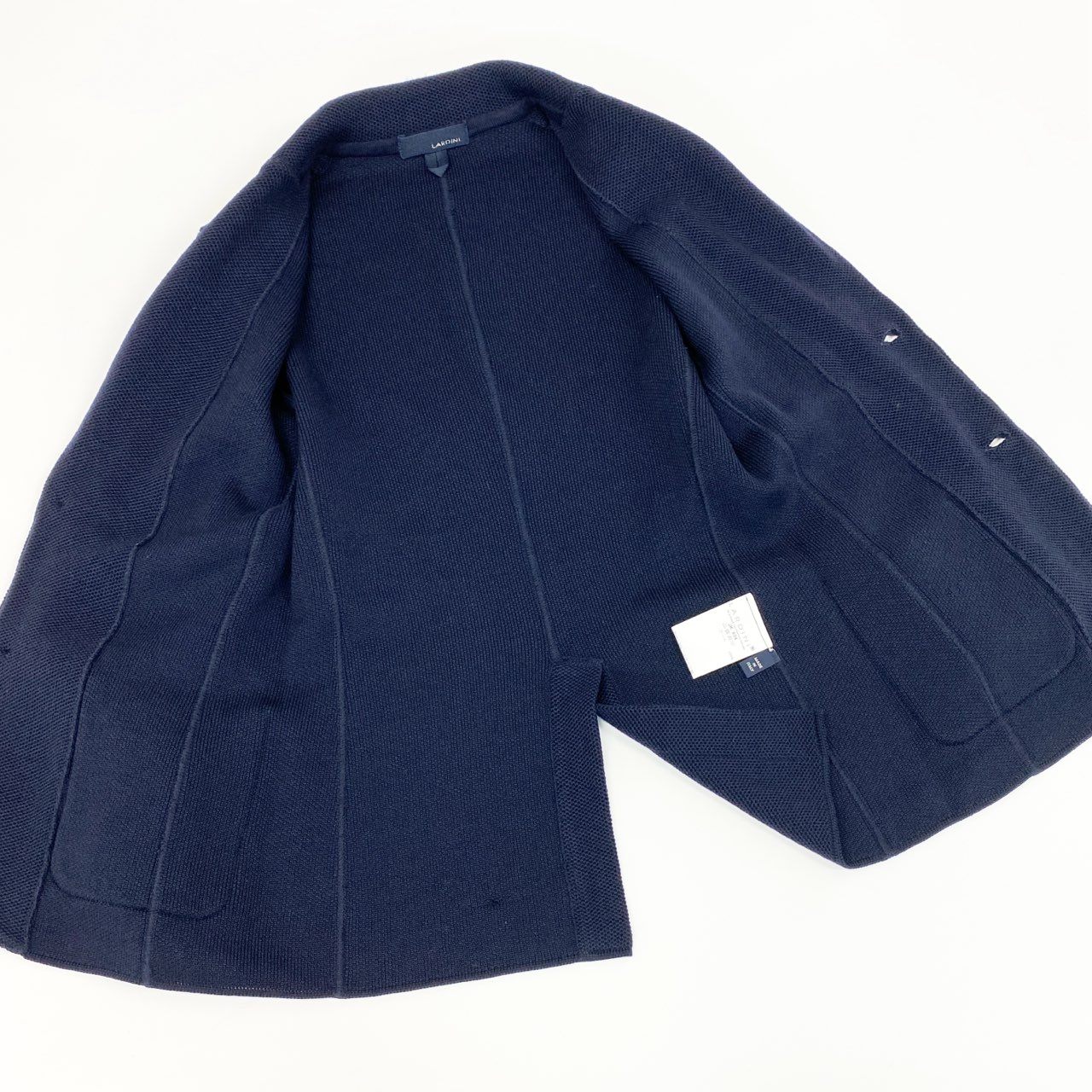 59e9 【イタリア製】LARDINI ラルディーニ タイトシルエット 2釦 ニットジャケット テーラードジャケット サイズXS ネイビー メンズ 男性用