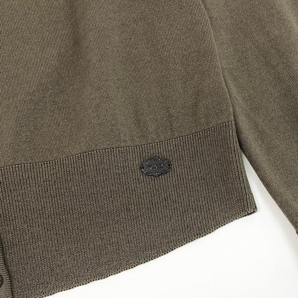 20d6 《美品》 FOXEY NEW YORK フォクシーニューヨーク ニットカーディガン ボレロカーディガン トップス 33180 サイズ38 カーキ系 レディース 日本製