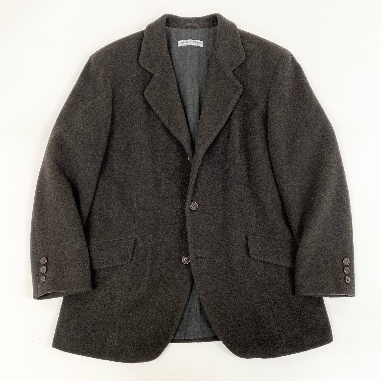 49i11 EMPORIO ARMANI エンポリオアルマーニ セミロングコート ウールコート イタリア製 90’s~00’s old メンズ 男性用 1626922 48 ブラウン系u02t