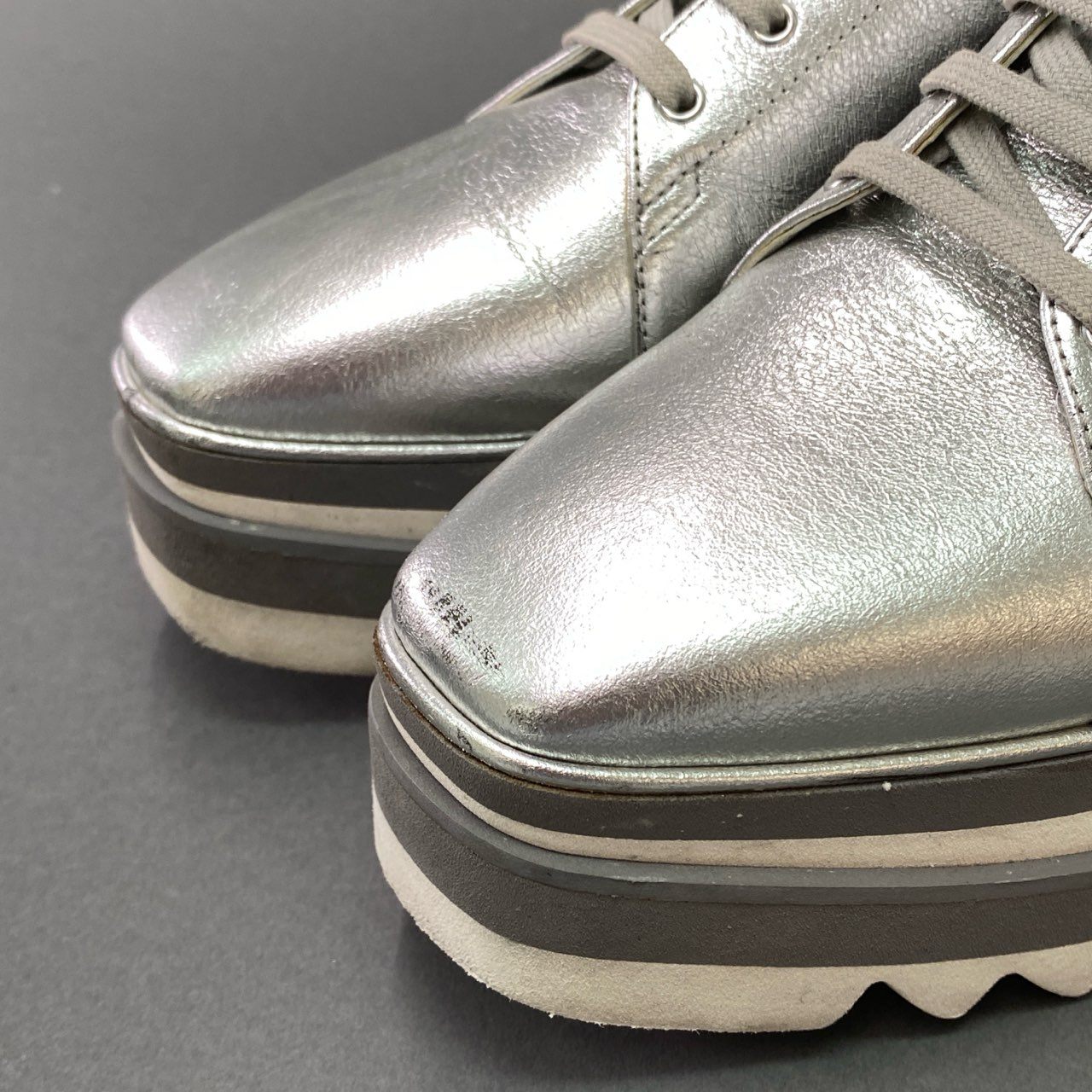 3l19 STELLA McCARTNEY ステラマッカートニー SNEAK ELYSE スニークエリス 厚底 スニーカー 38 シルバー イタリア製 シューズ