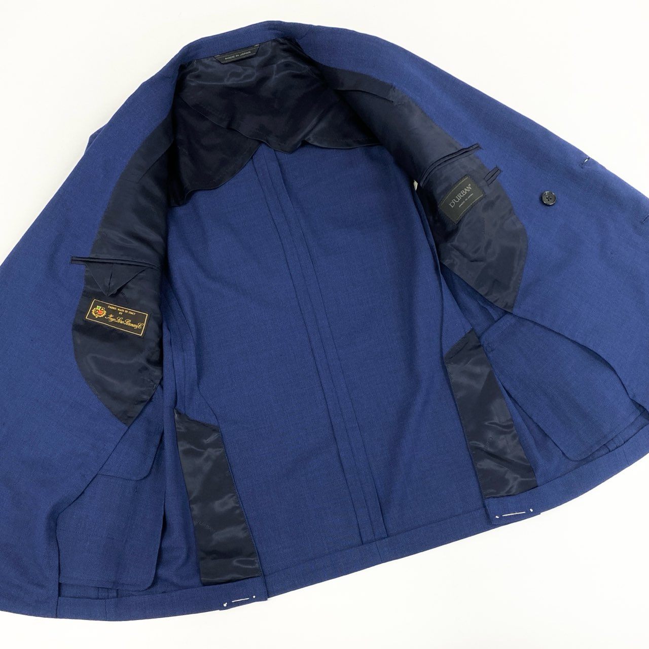 45e9 DURBAN ダーバン Loro Piana ロロピアーナ サマーウール 背抜き 金ボタン 紺ブレ ダブルブレスト ピークド ブレザー テーラードジャケット サイズAB4 ネイビー メンズ 春夏