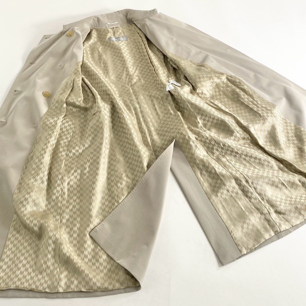 48f20 【美品】 イタリア製 Max Mara マックスマーラ 裏地総柄 トレンチコート 日本サイズ38 ベージュ レディース 女性用 コート アウター