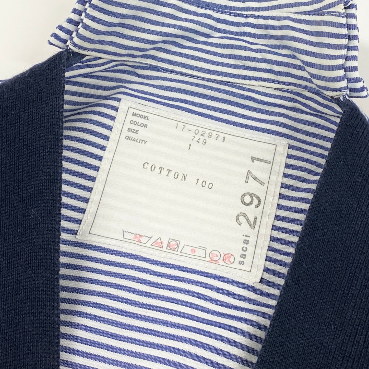 56h1 sacai サカイ ドッキング シャツカーディガン 17-02971 1 ネイビー 再構築 羽織 レディースt18r