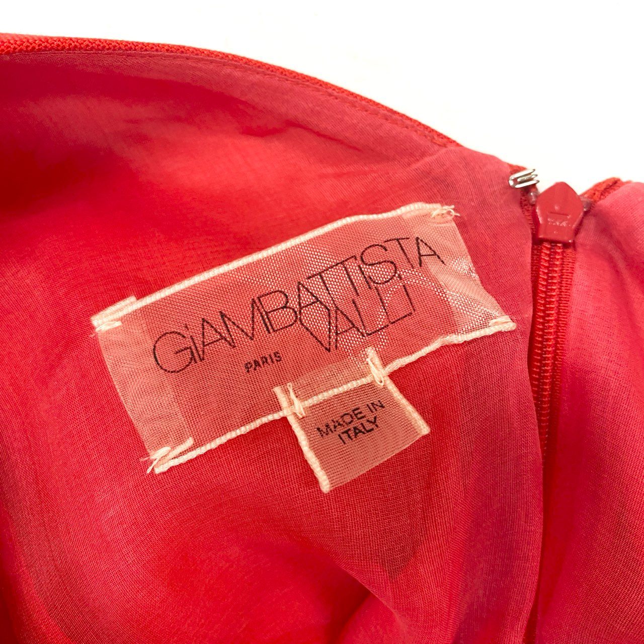 80j17 GiAMBATTISTA VALLi ジャンバティスタバリ 定価¥217.000 イタリア製 フレンチスリーブ ワンピース 膝上 パーティー 背中あき◎ レディース 女性用 40 レッド シルク100u02t