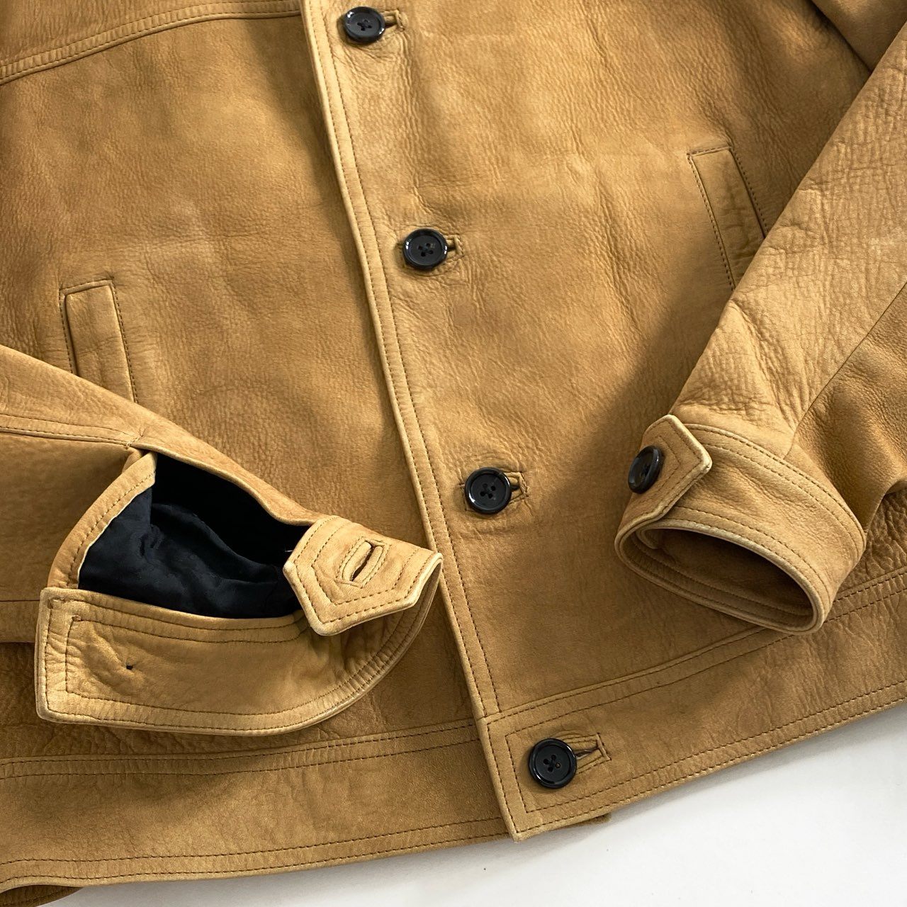 68g26 Rags MCGREGOR ラグスマックレガー 4BUTTONS LEATHER JACKET レザージャケット 牛革 日本製 ヌバック 211145102 Mサイズ キャメル カウレザー