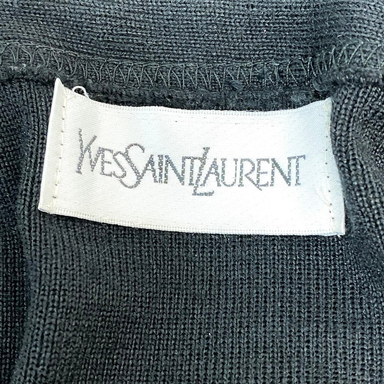 20f16 YVES SAINT LAURENT イヴサンローラン ロングスリーブニットセーター ハイゲージニット クロップド丈 ブラック ゴールド レディース 女性服o07t