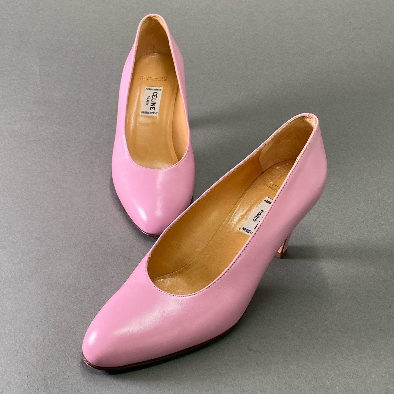 2d16 CELINE セリーヌ レザーパンプス 36 ピンク leather シューズ PINK イタリア製 箱付き