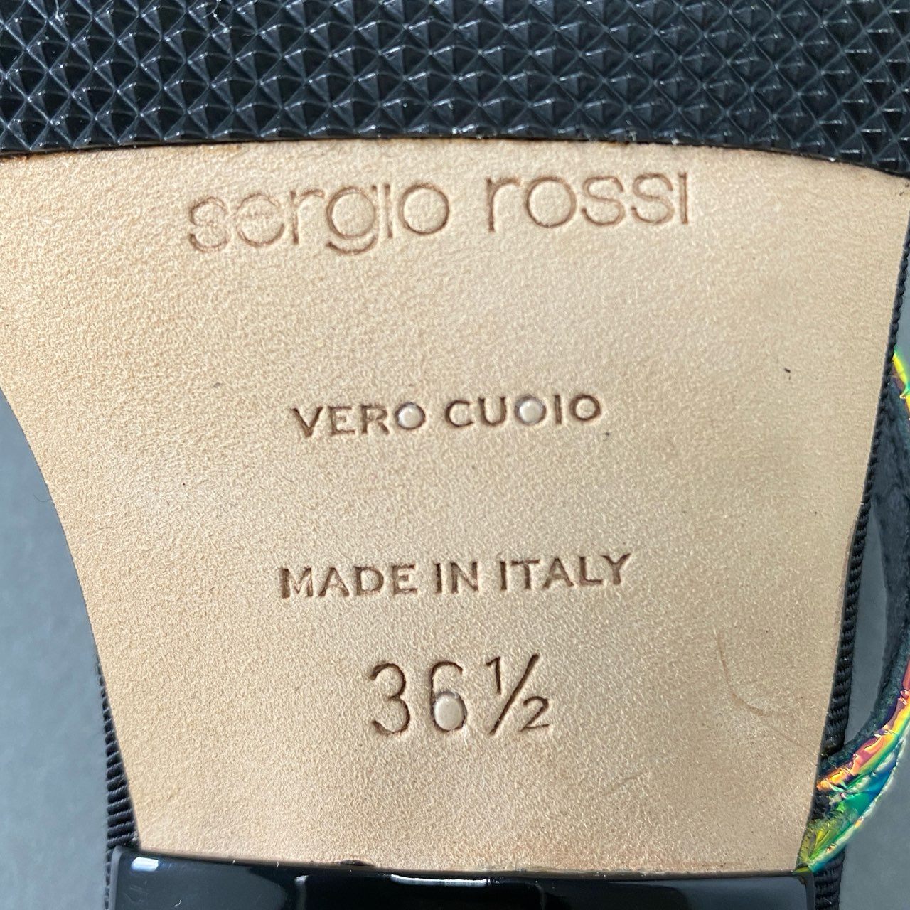 3d16 sergio rossi セルジオロッシ スクエアトゥ サンダル ローヒールサンダル 36 1/2 ブラック メタリック レディース 靴 夏