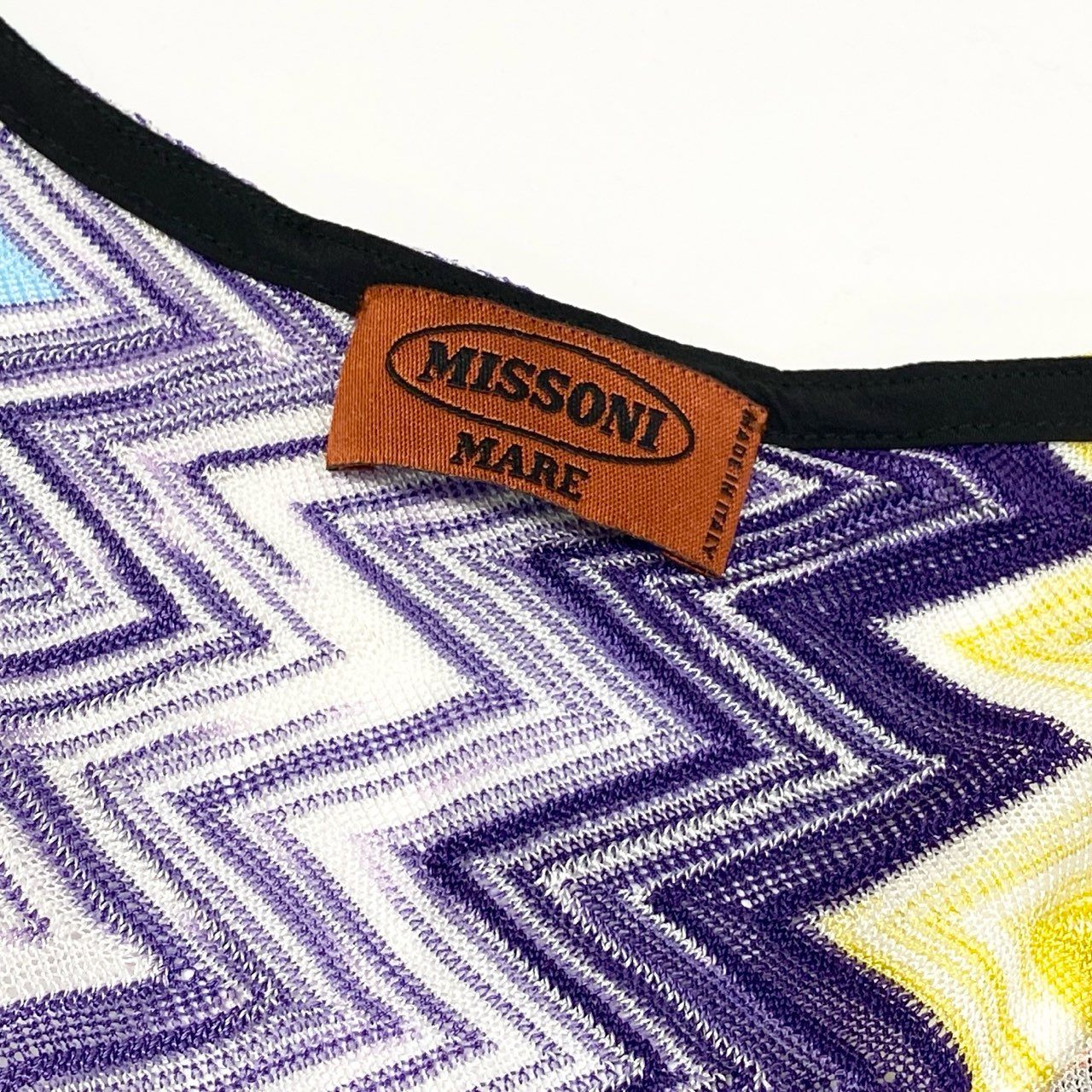 75f24 《美品》 MISSONI ミッソーニ スリット入り メッシュニットワンピース 40 マルチカラー フロントコード フレアスリーブ ドレス イタリア製
