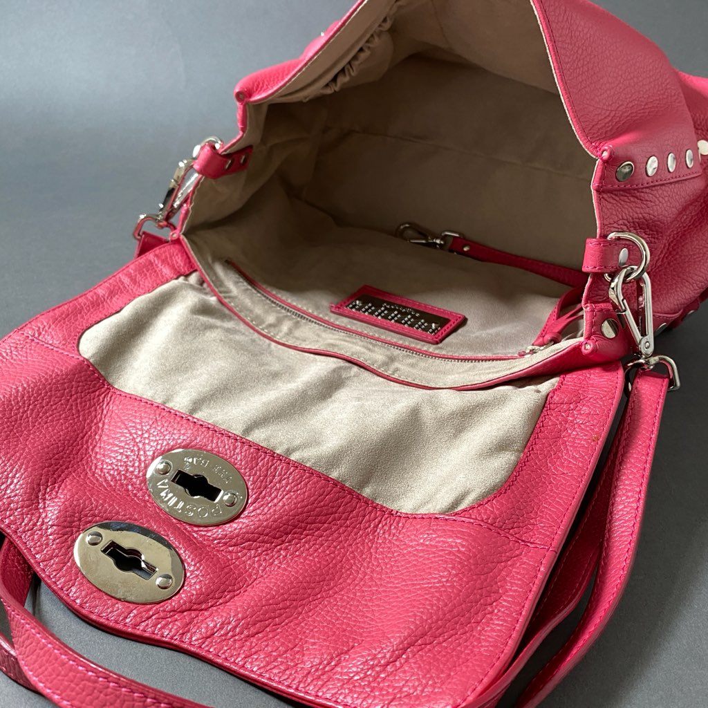 Df29 ZANELLATO ザネラート Postina ポスティーナ 2WAY ショルダーバッグ ハンドバッグ ピンク レザー