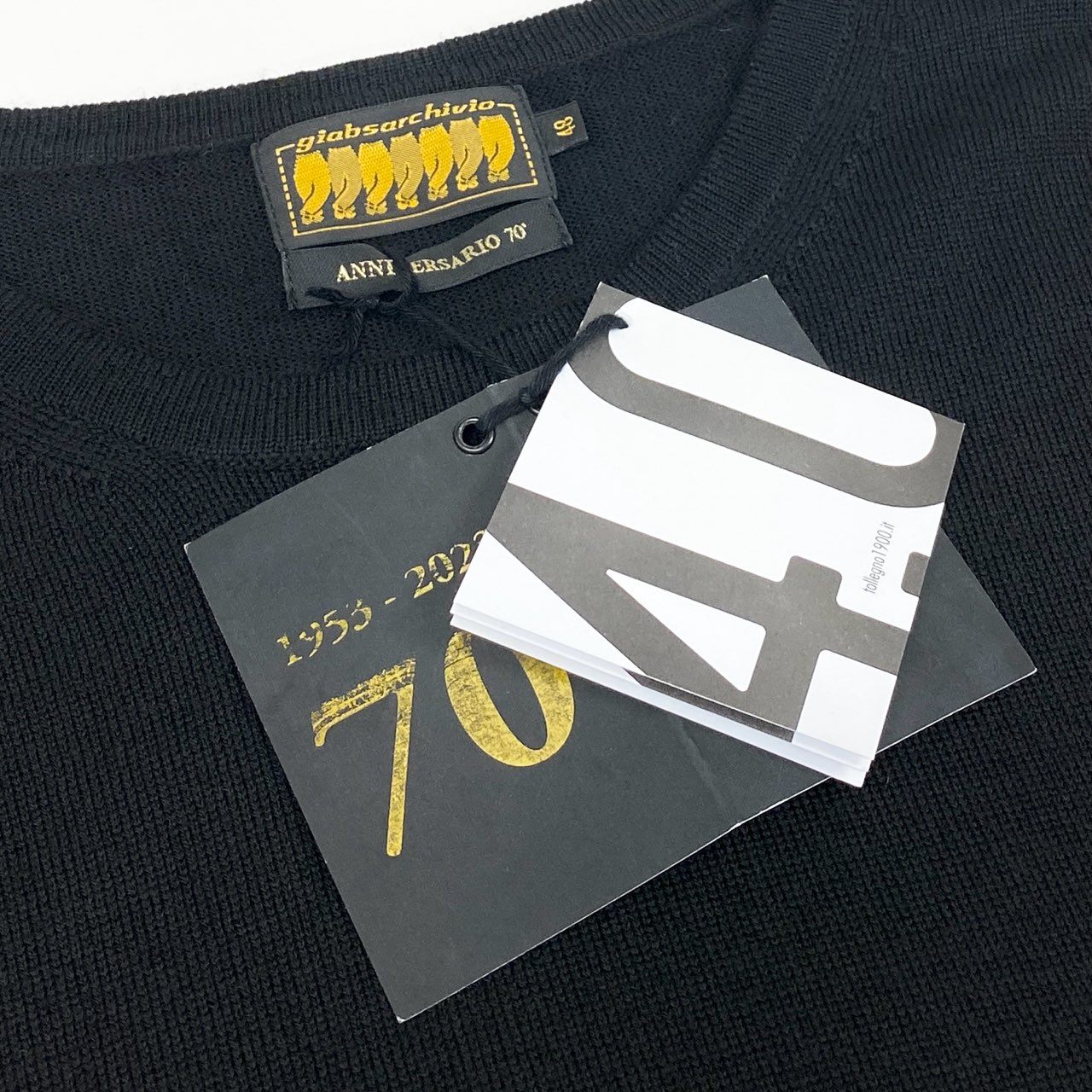 14f12 《未使用》 giabs archivio ジャブス アルキビオ 70周年限定 ニット セーター トップス サイズ48 ブラック ウール100 メンズ 紳士服