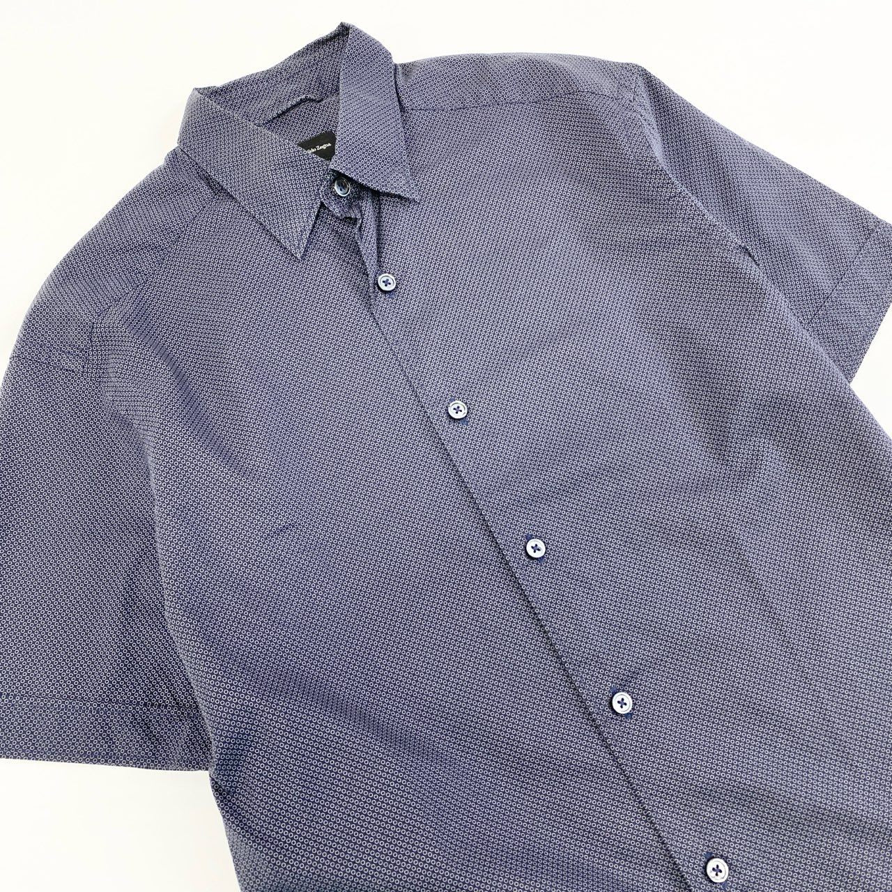 11i16 《美品》 Ermenegildo Zegna エルメネジルドゼニア 半袖シャツ ボタンダウンシャツ トップス CAMICIA GOMLEX サイズS ネイビー コットン メンズu02t