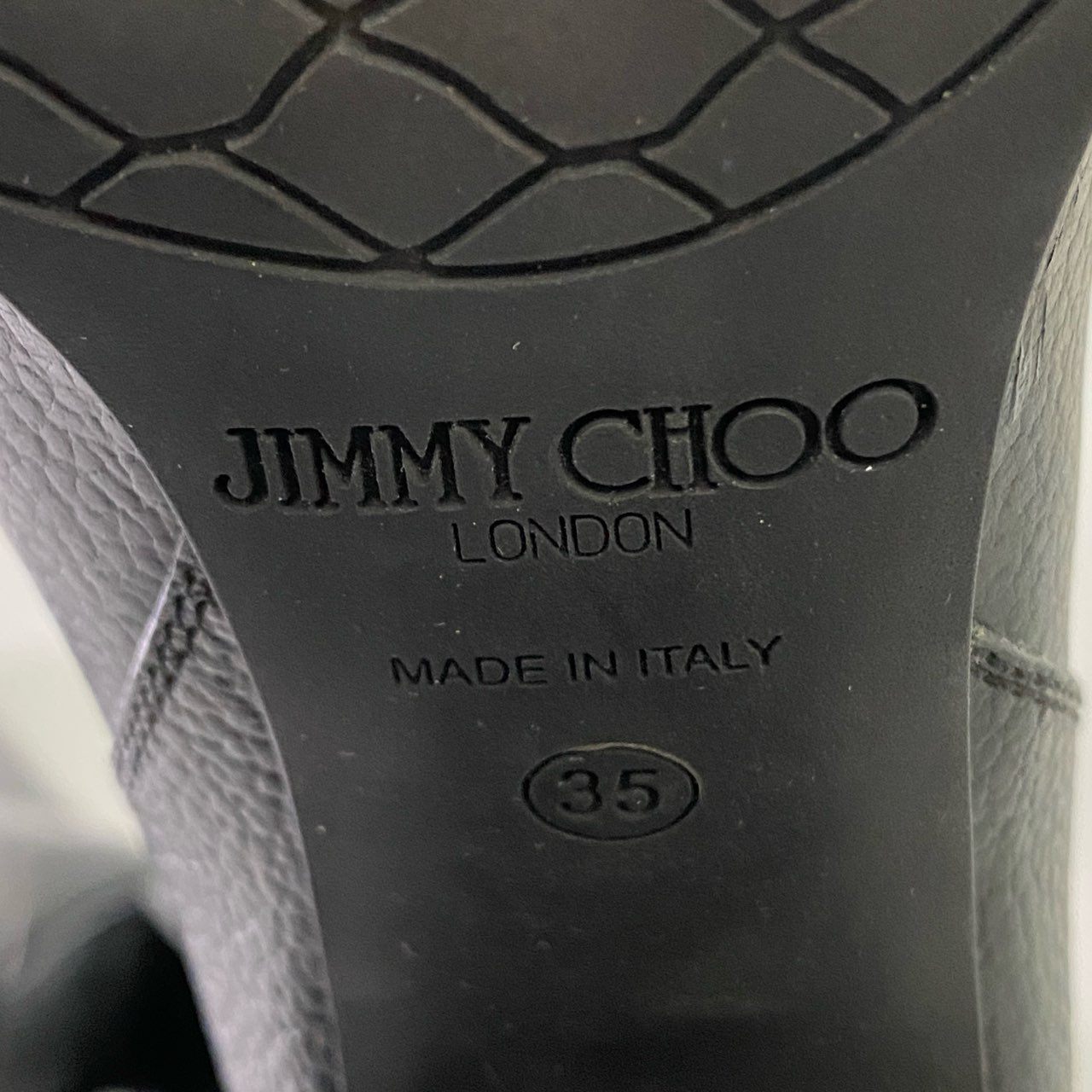 2f23 《美品》 JIMMY CHOO ジミーチュウ 本革 レザーロングブーツ 35 ブラック Leather シューズ イタリア製 女性靴
