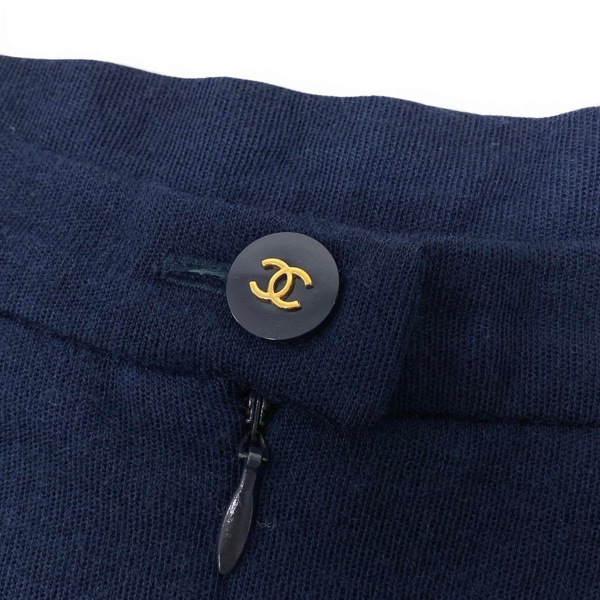 Cg9 CHANEL BOUTIQUE シャネル 1995年 タイトスカート ココマークボタン サイズ40 ネイビー ウール100% レディースta2