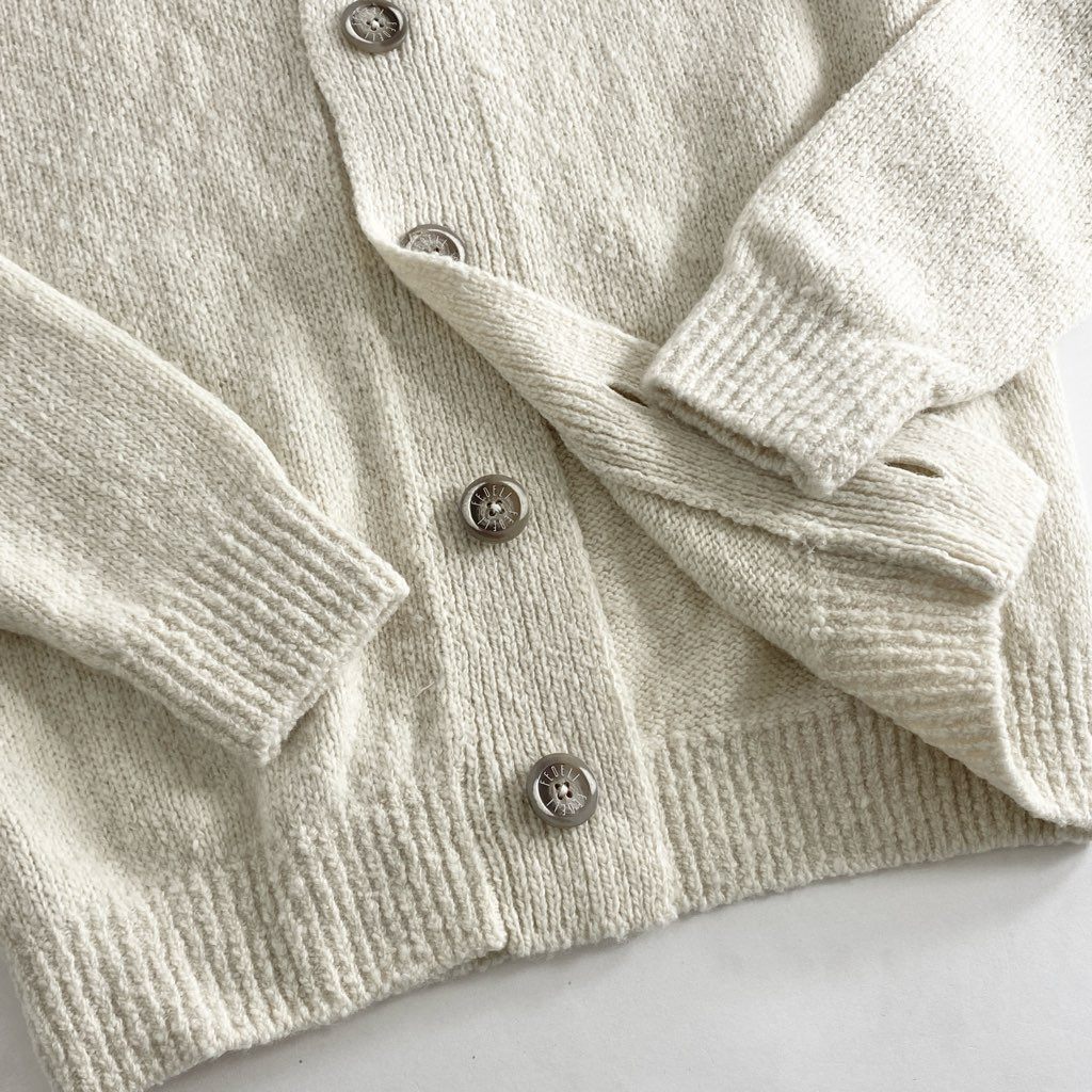 83h27 《未使用》 イタリア製 FEDELI フェデリ カシミア100% ロゴボタン ロングスリーブ ニット セーター カーディガン サイズ44 クリーム カシミヤ100% メンズ