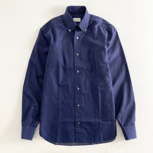 28h10 《美品》 イタリア製 Brioni ブリオーニ 長袖シャツ ボタンダウンシャツ BDシャツ サイズⅡ ネイビー×ホワイト コットン100% メンズ 男性用