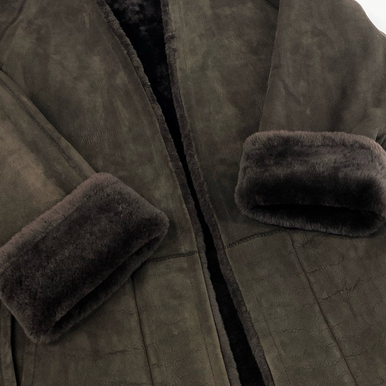 53e7 【マルジェラ期】HERMES エルメス ムートンロングコート ストールパーツ付き サイズ40 ブラウン ムートン メンズ Margiela year mouton coat 00's