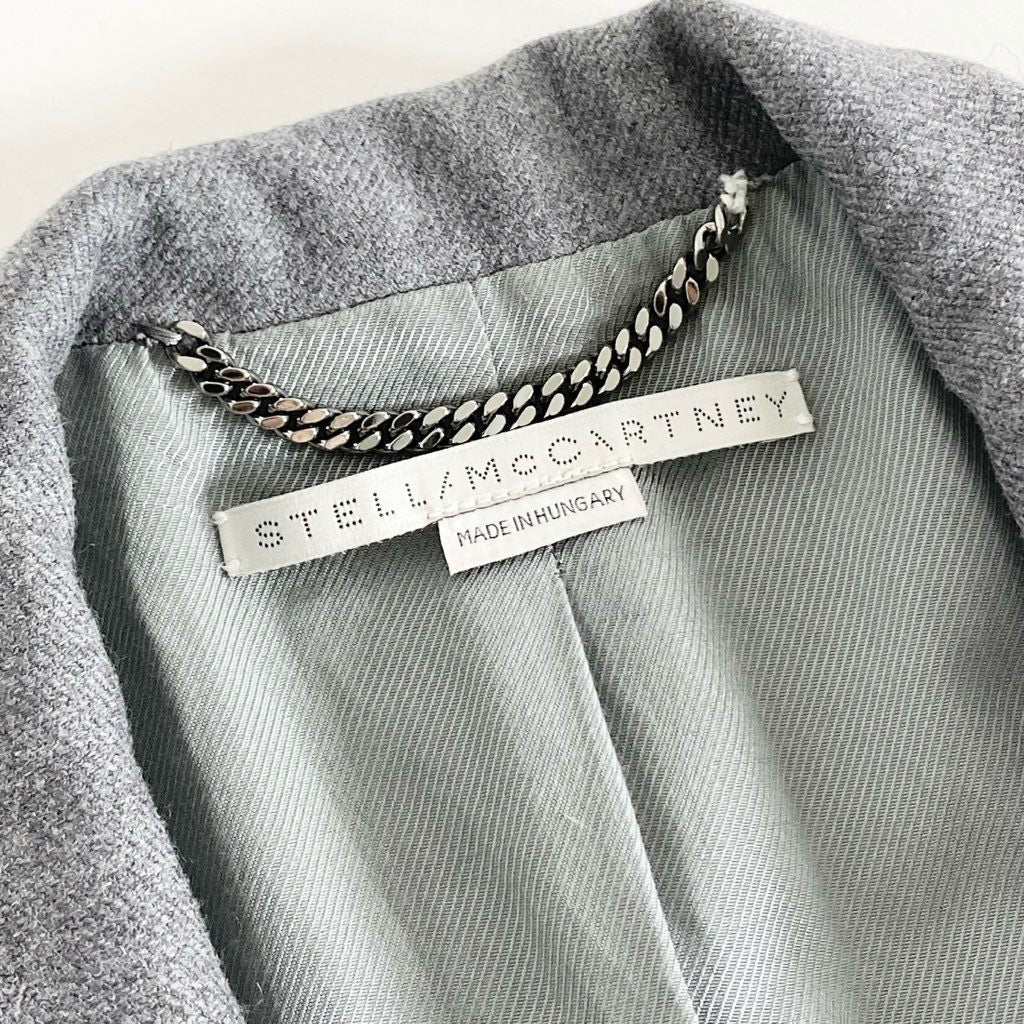 37g6 《美品》 STELLA McCARTNEY ステラマッカートニー テーラードジャケット ブレザー ビジネス フォーマル 34 グレー ウール