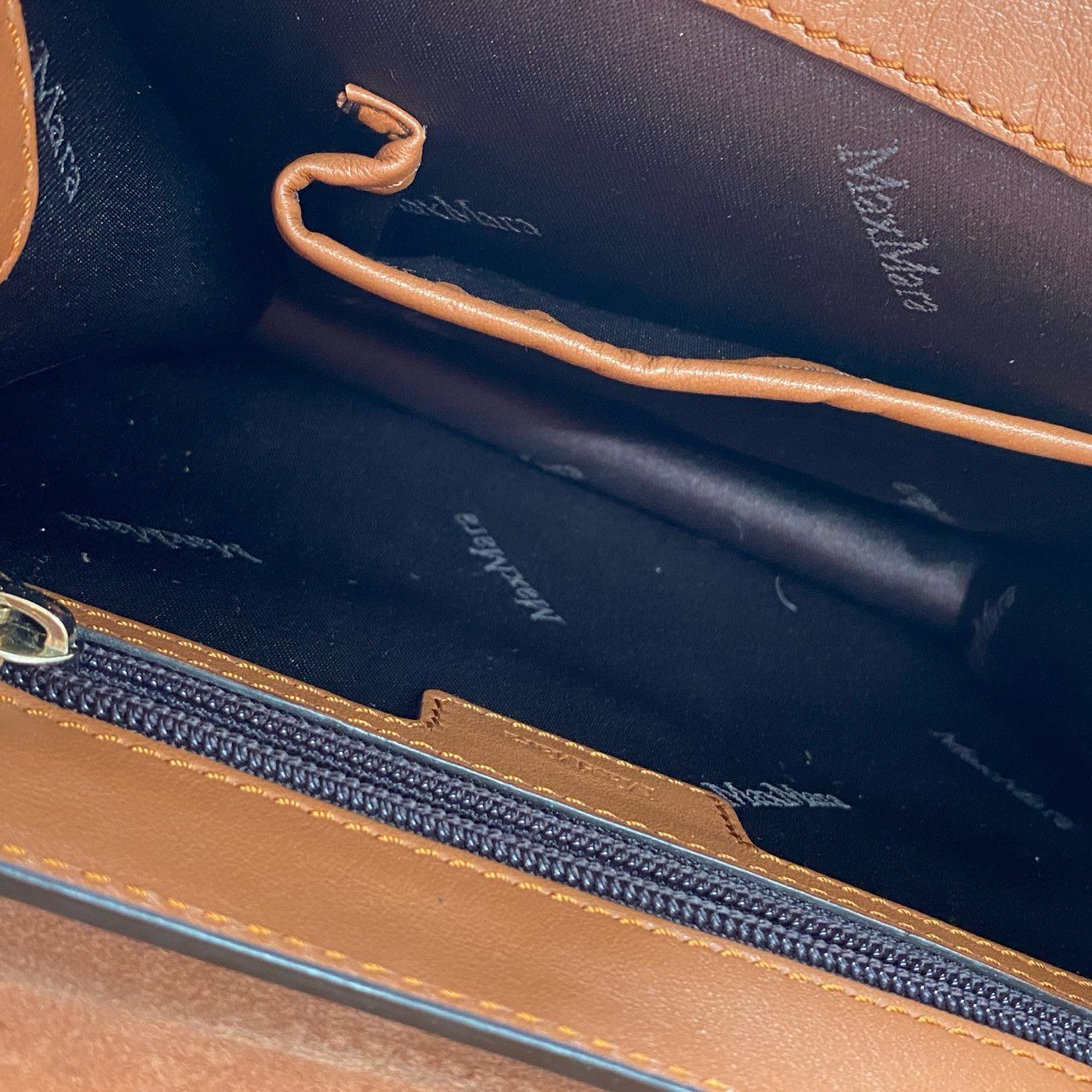 Af23 定価¥110,000 Max Mara マックスマーラ ワンショルダーバッグ ブラウン系 レザー