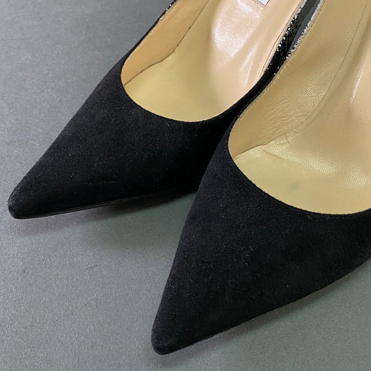 4l25 JIMMY CHOO ジミーチュウ グラデーション レザーパンプス 35 1/2 ブラック シルバー Leather イタリア製 シューズ