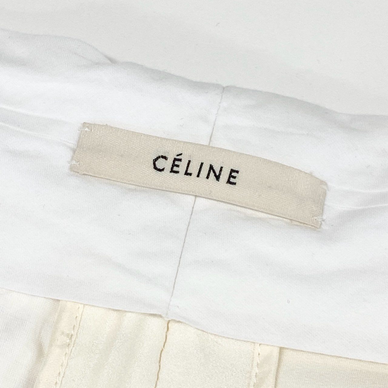 41c29 《美品》 CELINE セリーヌ フィービー期 サイドライン シルクパンツ 34 ホワイト フランス製 Reggae レゲエ ラスタ レインボー