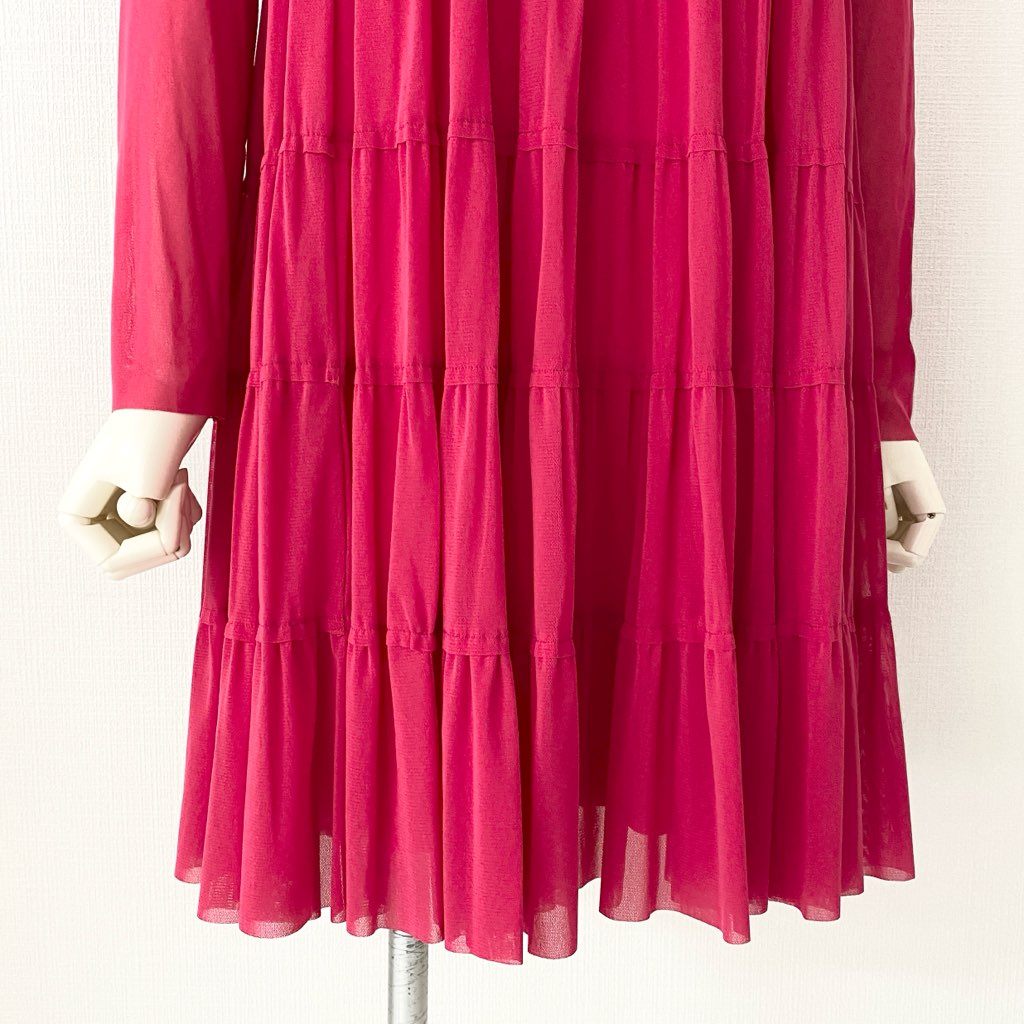 50e24 VIVIENNE TAM ヴィヴィアンタム パワーネット ティアードワンピース チュニックワンピース サイズ38 ピンク ポリエステル100% レディース