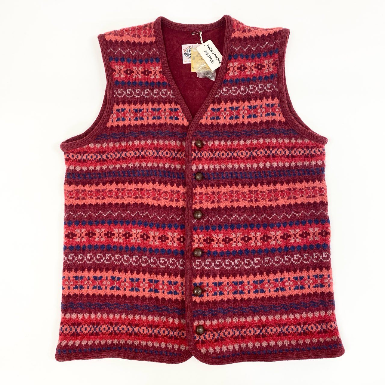 75f24 《極美品》定価¥73.290 Jamieson’s ジャミーソンズ Papas パパス ウールベスト F レッド 日本製