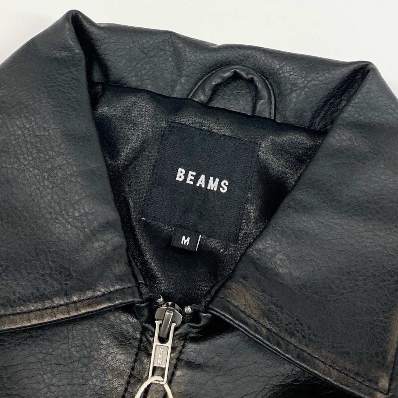 51f3 【新品タグ付き】 BEAMS ビームス 2024AW ユーズド加工 レザーブルゾン シングルライダース ジャケット 11-18-1831-202-19-22 サイズM ブラック レザー メンズ