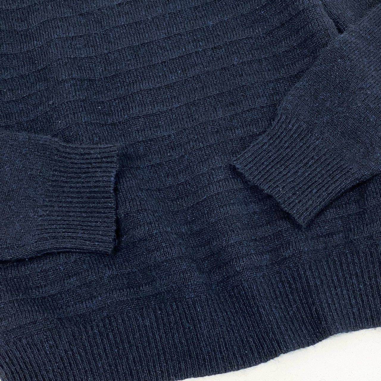 41c29 BALMAIN バルマン フランス製 カシミヤ100% ニットセーター L ネイビー 肩金釦 ボーダー
