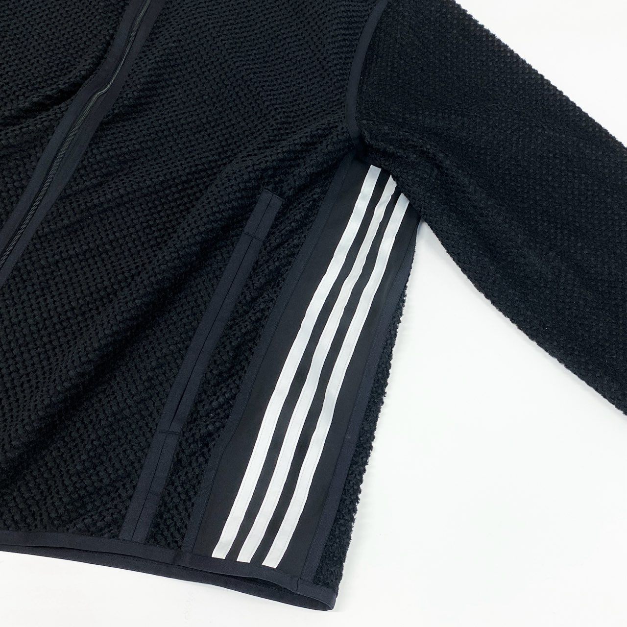 14f12 Y-3 ワイスリー アディダス ヨウジヤマモト WAFFLE WA SHIRT ワッフルワープニットジャケット ブルゾン オーバーサイズ メッシュ IW7496 Sサイズ ブラック 画像参照 メンズ