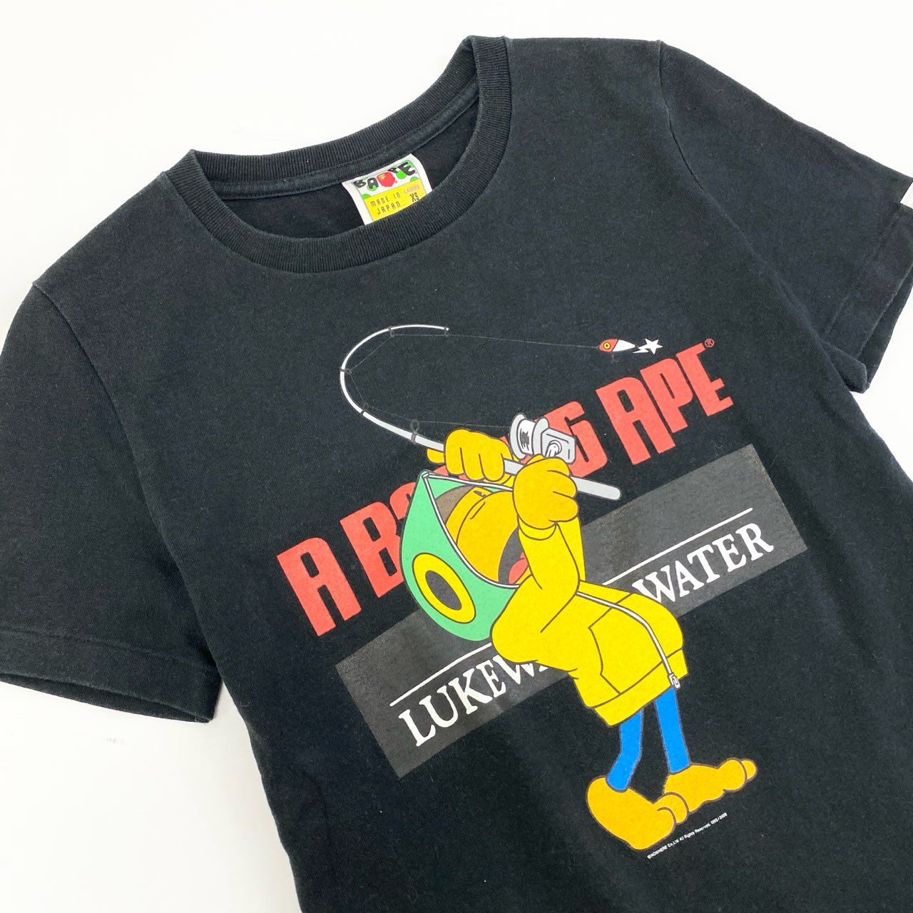 11i16 A BATHING APE ア ベイシング エイプ 半袖 プリント Tシャツ カットソー 日本製 XSサイズ ブラック コットン レディースk02i