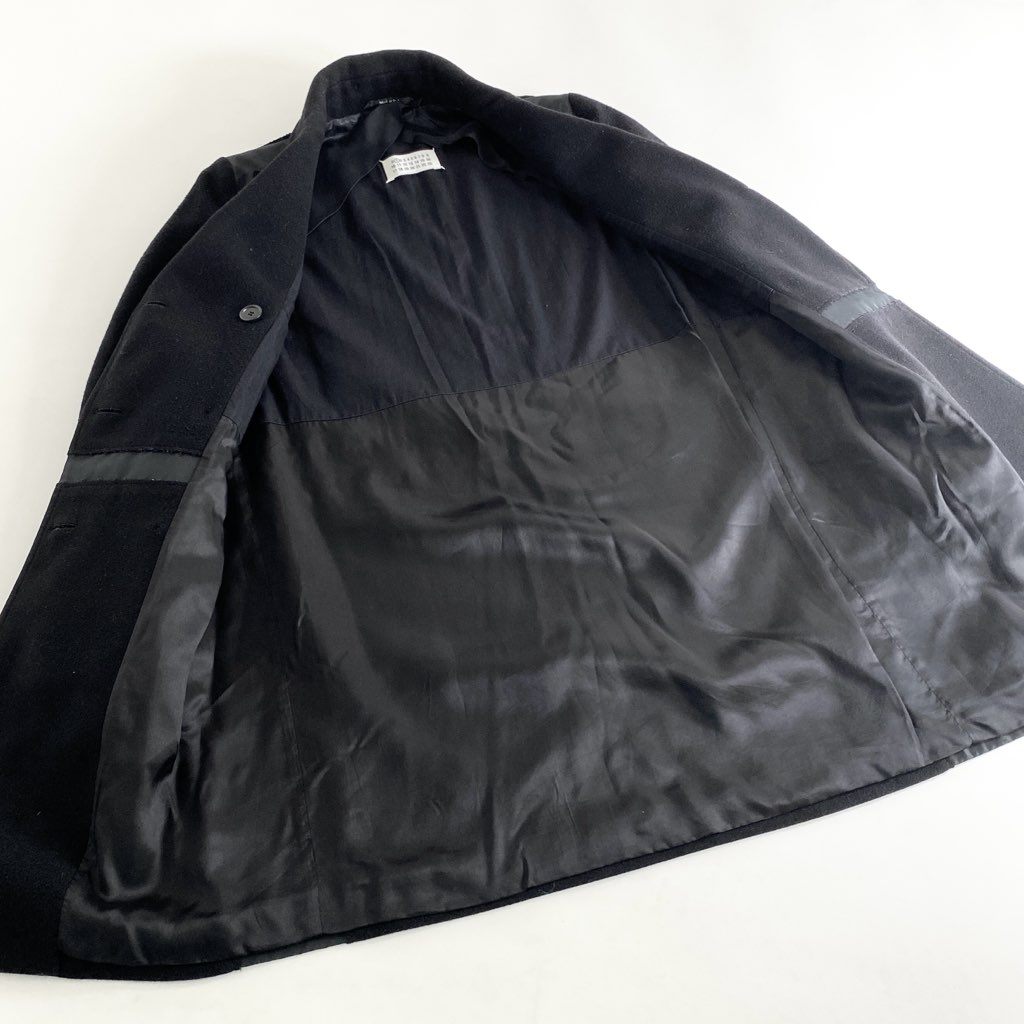 49g6 Maison Margiela メゾンマルジェラ ウールカシミヤ切替 チェスターコート アウター ダブルブレスト 51AA010545203 38 ブラック イタリア製