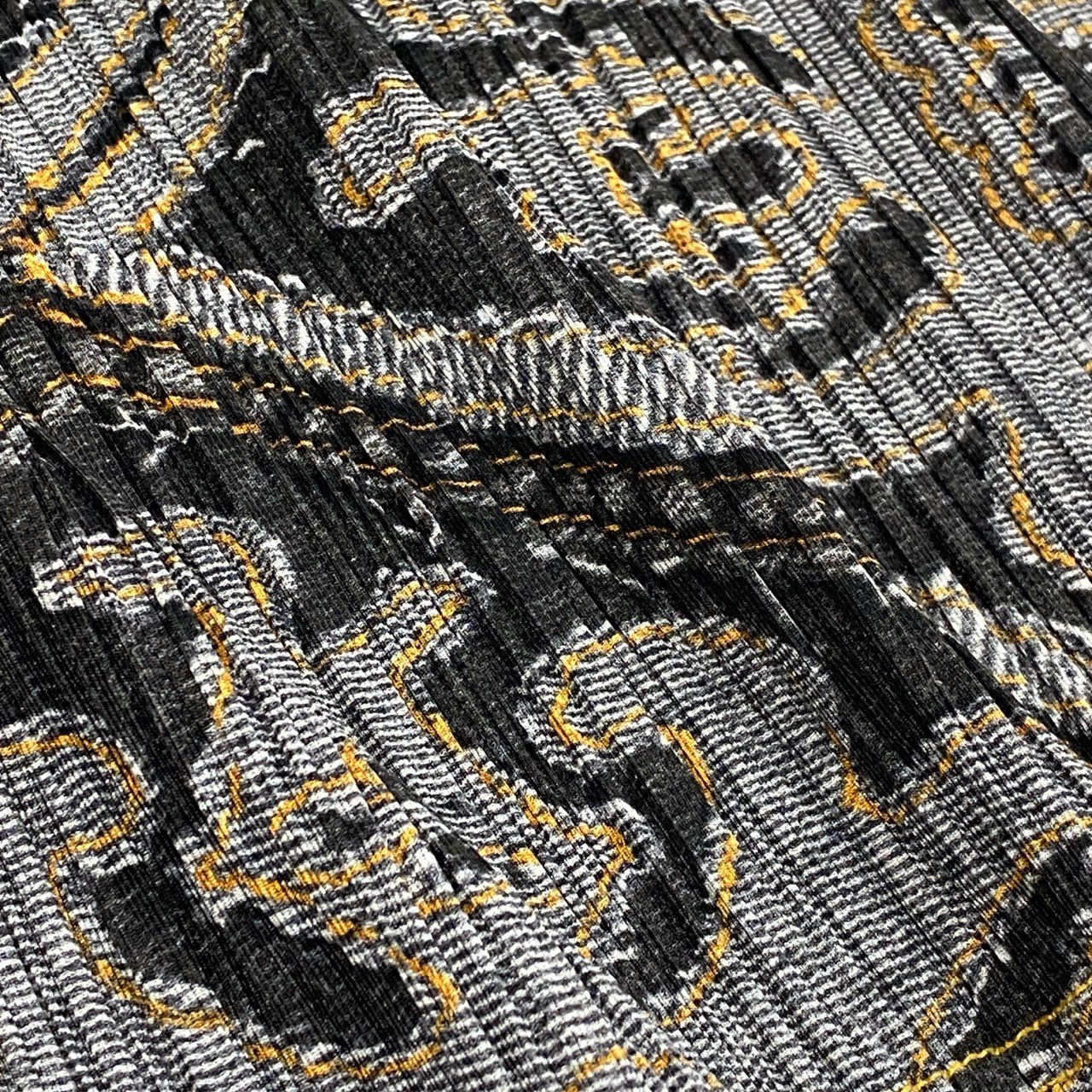17h20 PLEATS PLEASE ISSEY MIYAKE プリーツプリーズ イッセイミヤケ デニム転写 ノースリーブワンピース ドレス チュニック トップス 日本製 総柄プリント PP91-JK565 3 グレー レディースo07t
