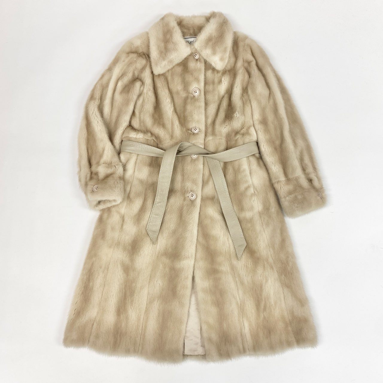 68j16 emanuel ungaro ウンガロ パールミンク 毛皮コート ファーコート 100㎝ 超ロングコート FREE ライトベージュ レディースu02t
