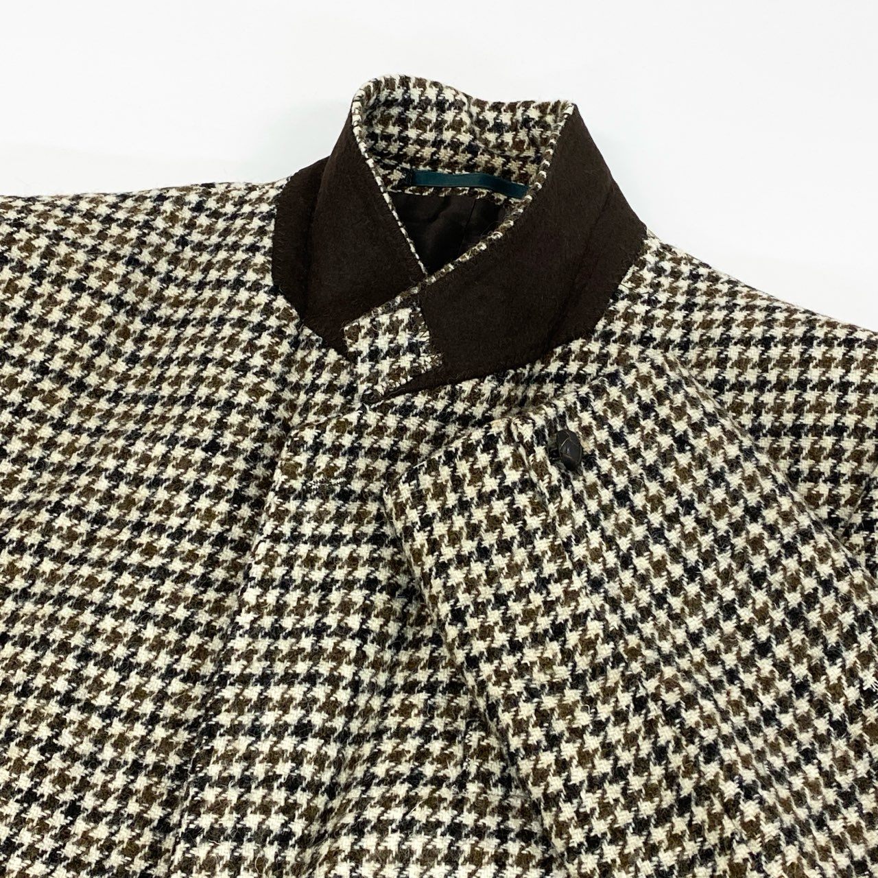 17e7 【英国製】DUNN&CO. HARRIS TWEED ハリスツイード 千鳥格子 クルミ釦 2B ツイードジャケット テーラードジャケット サイズS42 ベージュ系 メンズ 男性用