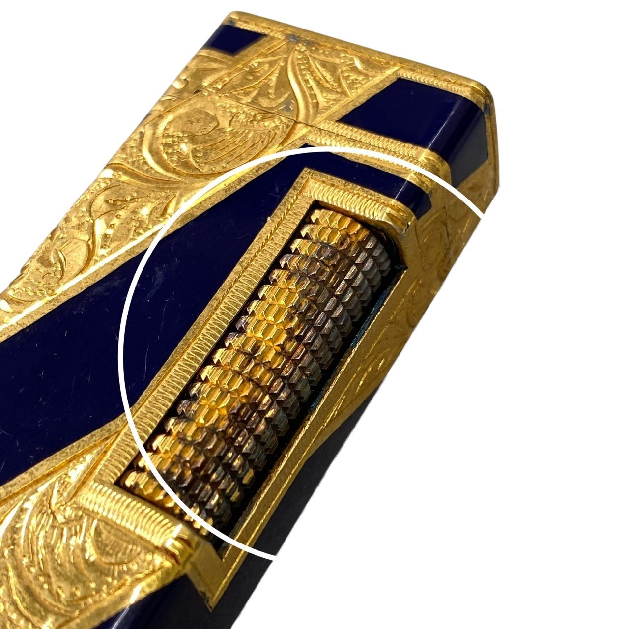 Dunhill ダンヒル ROY KING ロイキング ライター 喫煙具 ローラーガスライター 装飾 火花確認 ゴールド ネイビーo07t