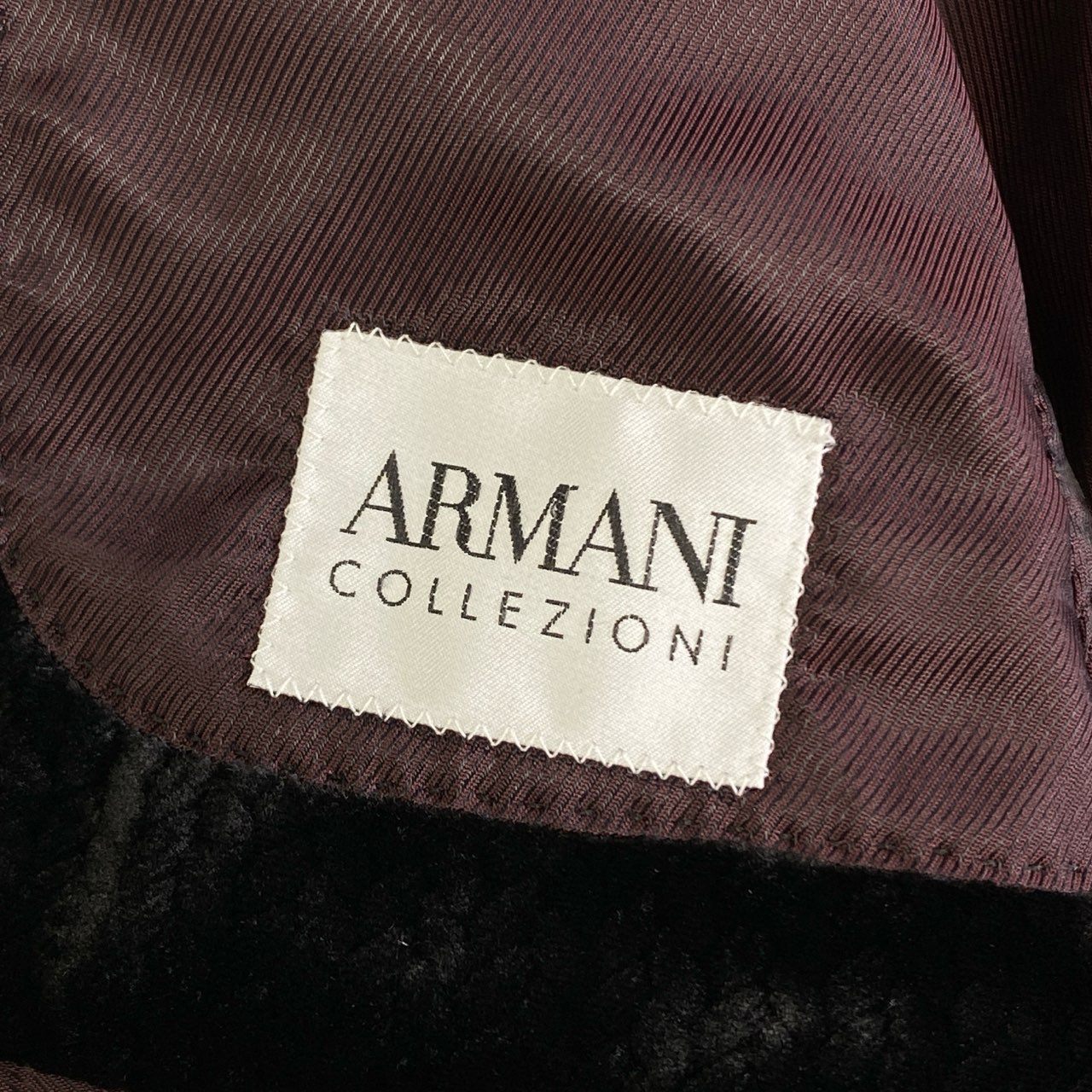 24j31 ARMANI COLLEZIONI アルマーニ コレッツォーニ 2釦 テーラードジャケット ベロアジャケット サイズ48R ブラック メンズ 男性用 ドレスジャケット