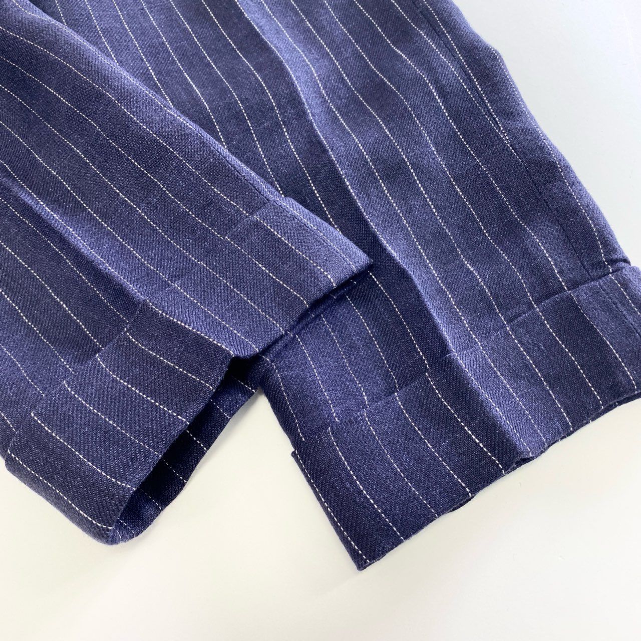 10j31 BRUNELLO CUCINELLI ブルネロクチネリ スラックスパンツ リネンパンツ ボトムス サイズ44 ネイビー ストライプ リネン100% メンズ イタリア製