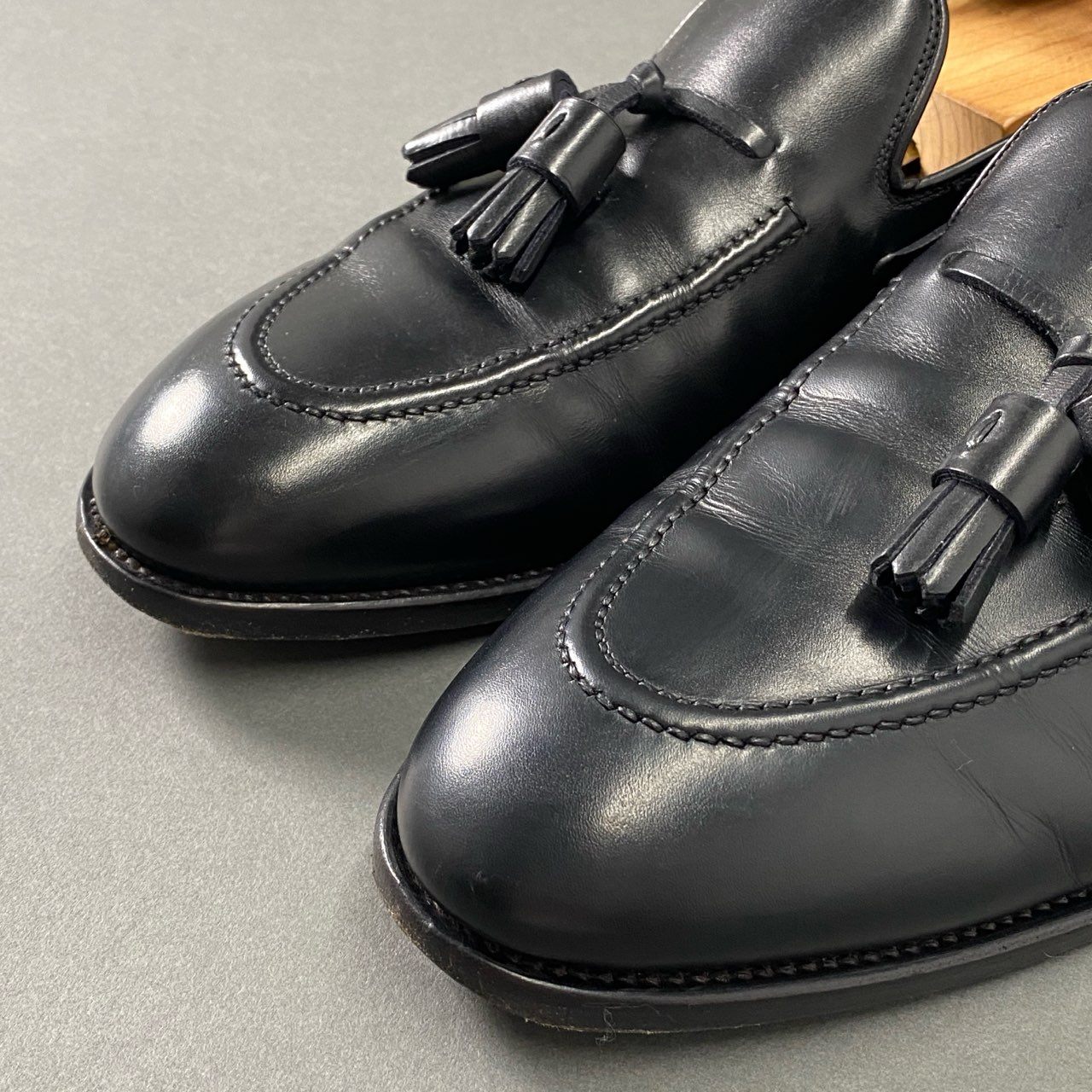 4i27 Salvatore Ferragamo サルヴァトーレフェラガモ イタリア製 タッセルローファー ドレスシューズ フォーマル 11 1/2 ブラック レザー