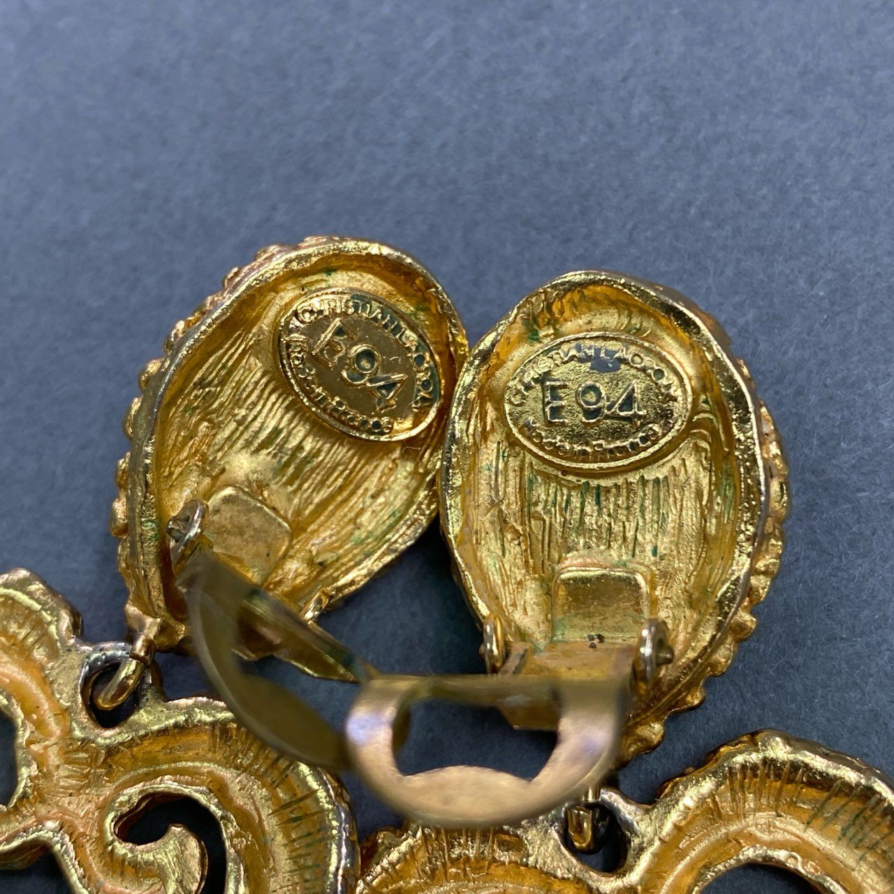 c19 Christian Lacroix クリスチャンラクロワ ハートモチーフストーンイヤリング VINTAGE ヴィンテージ ゴールド アンティーク GOLD
