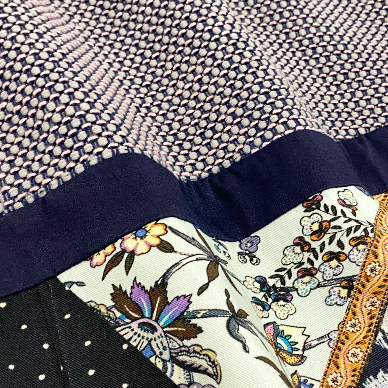 64g18 《美品》 ETRO エトロ クレイジーパターン ハーフデザインワンピース 42 マルチカラー ドレス イタリア製
