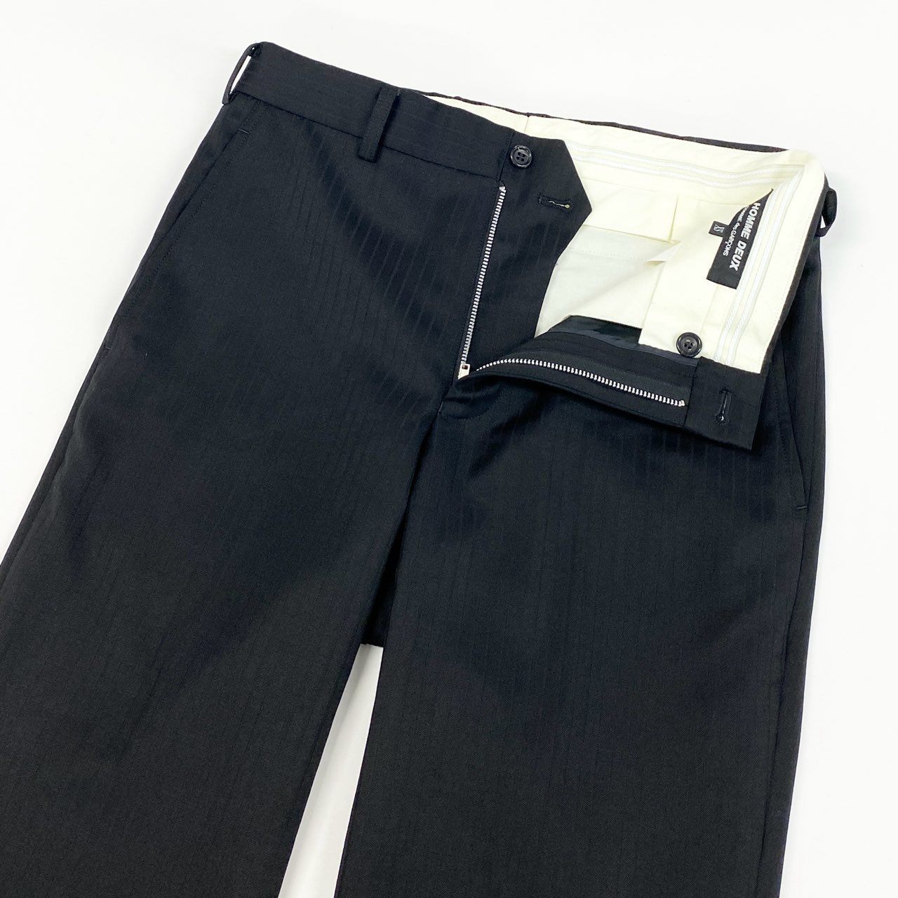 17h20 COMME de GARCONS HOMME DEUX コムデギャルソン オムドゥ シングルスーツ セットアップ デザインジャケット DK-J030/DK-P032 サイズXS ブラック ストライプ ウール メンズk02i